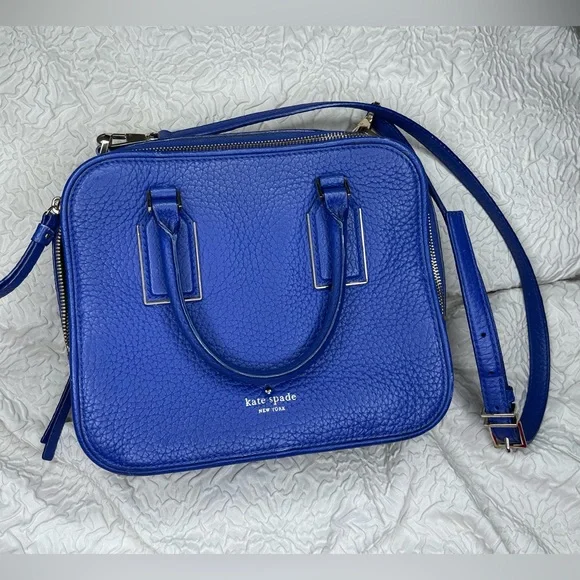 Kate Spade Cecil Court Cobalt Blue Pebble Leather Satchel - Picture 1 of 13
